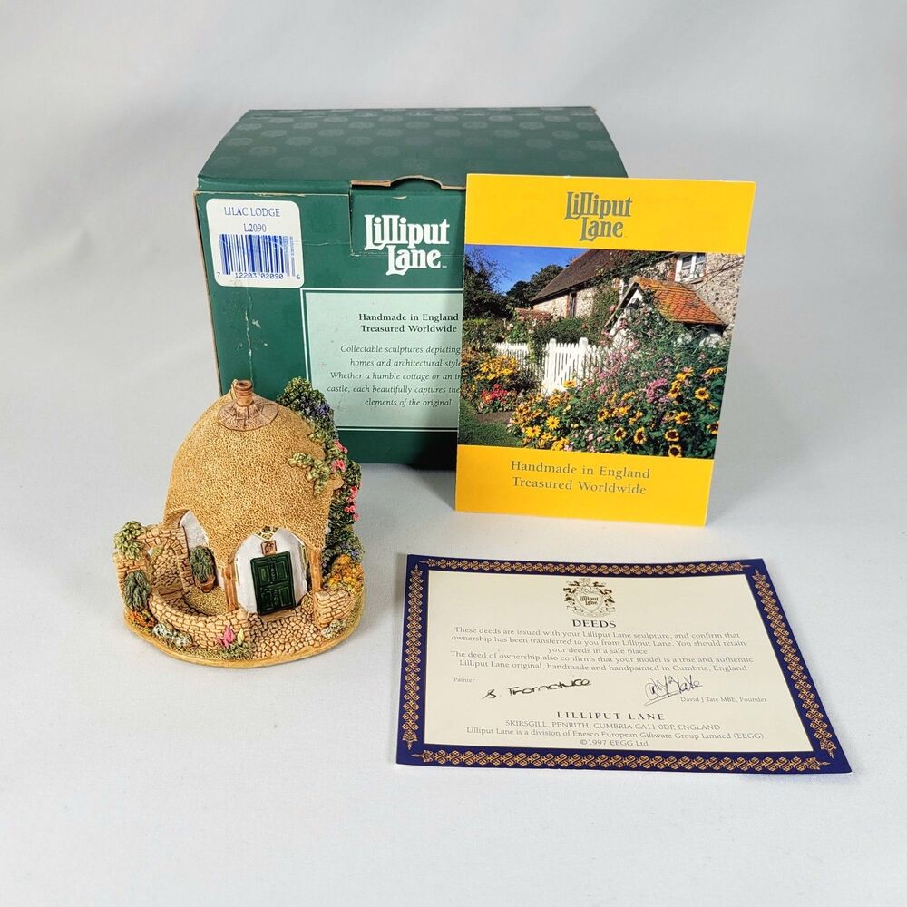 Lilliput Lane "Lilac Lodge" L2090 - 1997 Vintage Cottage House w/ Box & Deed